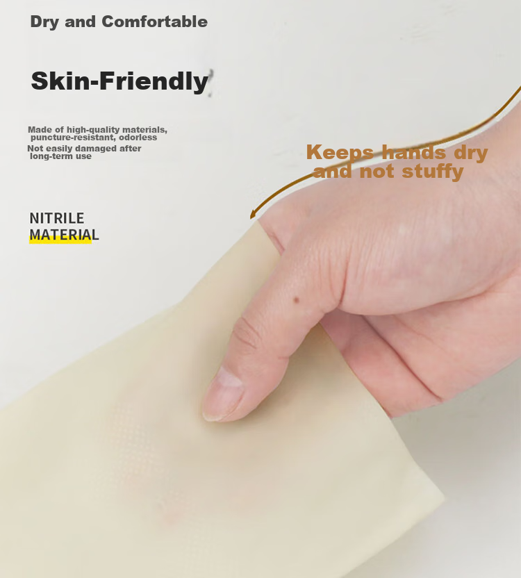Kelinlai Durable Nitrile Gloves, Large Size L, Long Style, Non-Slip, Puncture-Resistant, Cleaning, Skin-Friendly, Dishwashing, Kitchen, Bathroom, Household Gloves 5