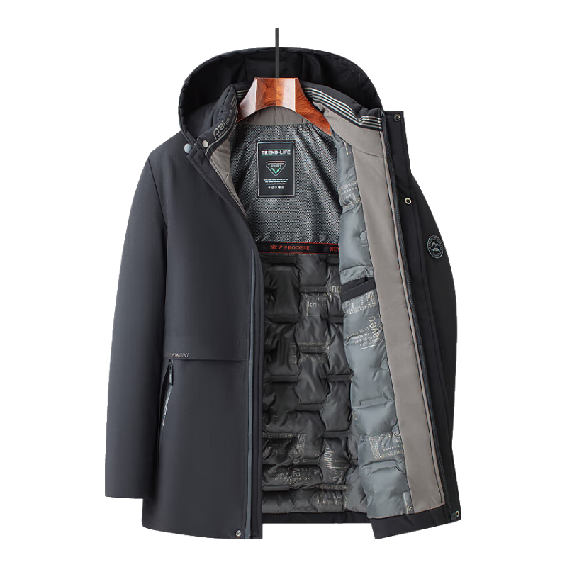ROMON Men's Winter Warm Hooded Cotton Jacket Casual Business Cotton Coat Dad Style 23855 Black 195