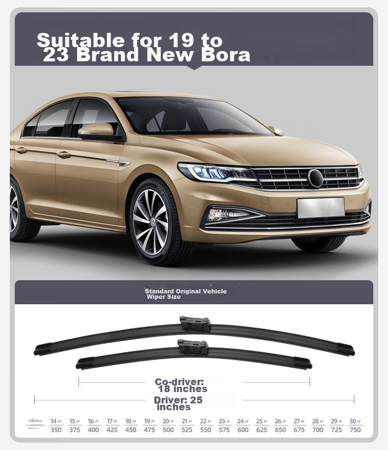 Deyun FAW-Volkswagen Bora Windshield Wipers for 2003-2023 Models, 2019 Refreshed And 2013 New Models, Full-Size Rubber Strips, 2009 Original Equipment 4
