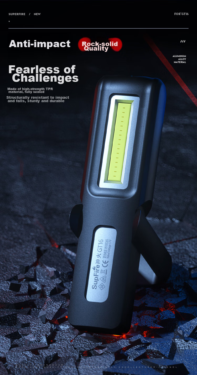 SupFire G15-S Magnetic LED Work Light Rechargeable High Brightness Multifunctional Flashlight for Car Repair Machine Inspection Outdoor Lighting 5W 4-Hour Battery Life 17
