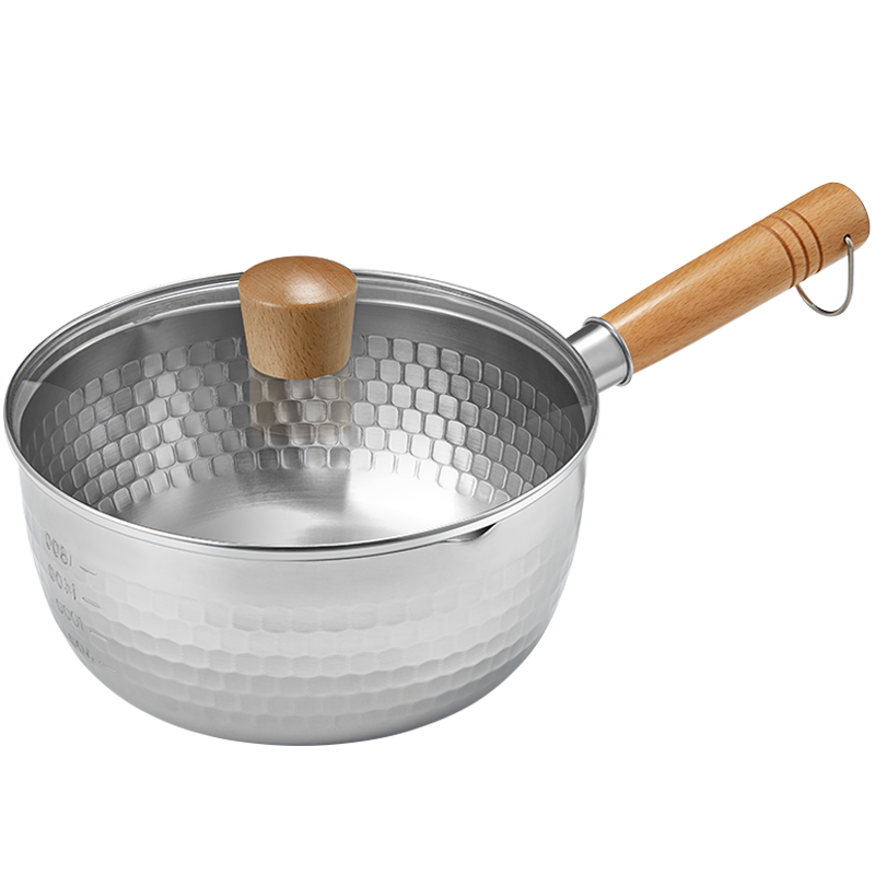 COOKER KING Japanese Stainless Steel Milk Pot, Yukihira Pot, Baby Food Pot, Milk Pot, Soup Pot, Noodle Cooking Pot, 22cm with Lid