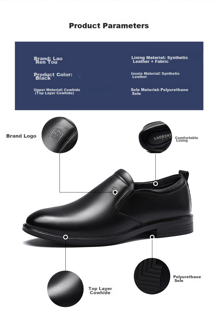 LAORENTOU Men's Leather Shoes, Top-Grain Cowhide Slip-On Business Casual Shoes Driving Shoes Loafers for Men A30305 Black 43 4