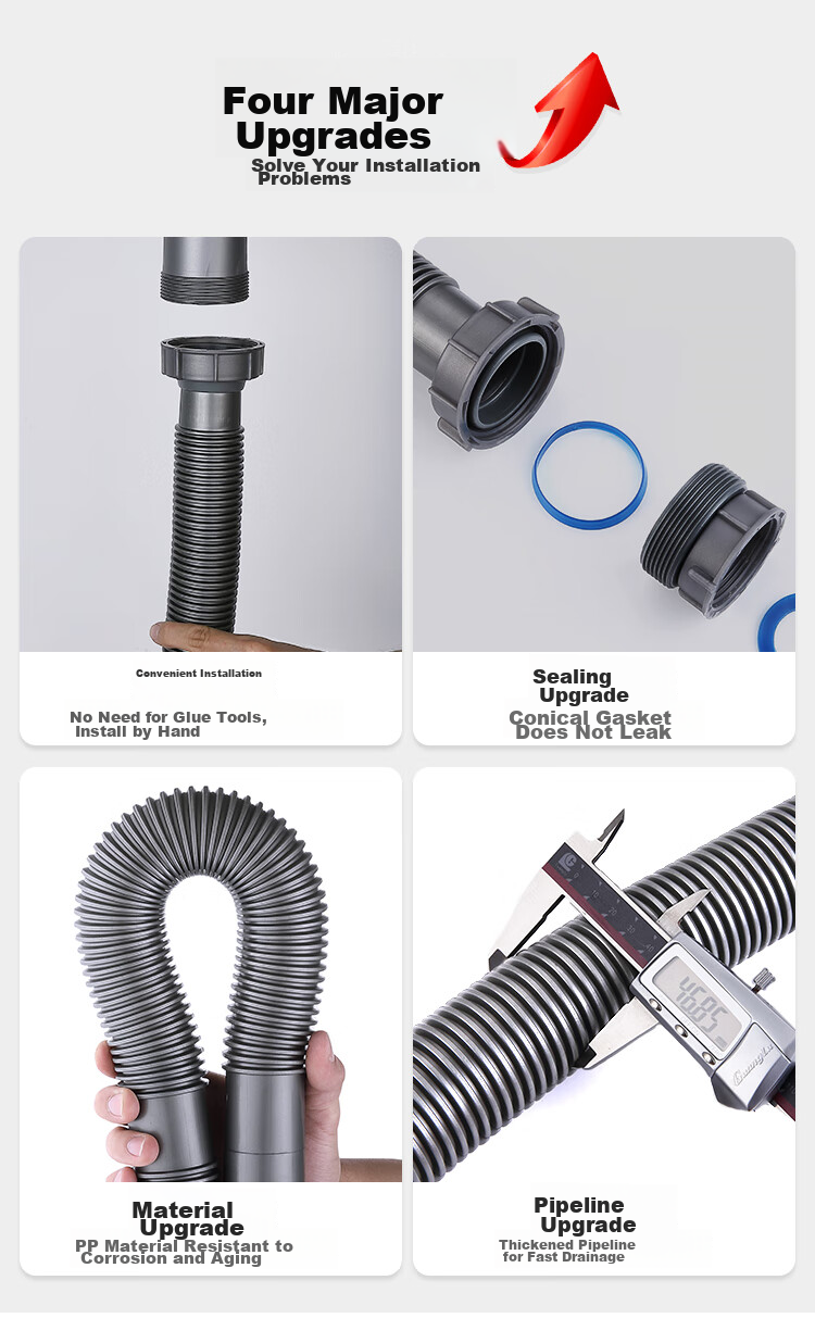 Larsd 9120 Kitchen Sink Drain Pipe, Extended Pipe, Vegetable Washing Basin And Dishwashing Sink Extended Drain Pipe, Extension Accessory 3