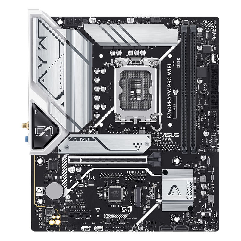 ASUS B760M-AYW PRO WIFI Motherboard, Compatible with CPU 14600KF/12600KF/12490F (Intel B760/LGA 1700)