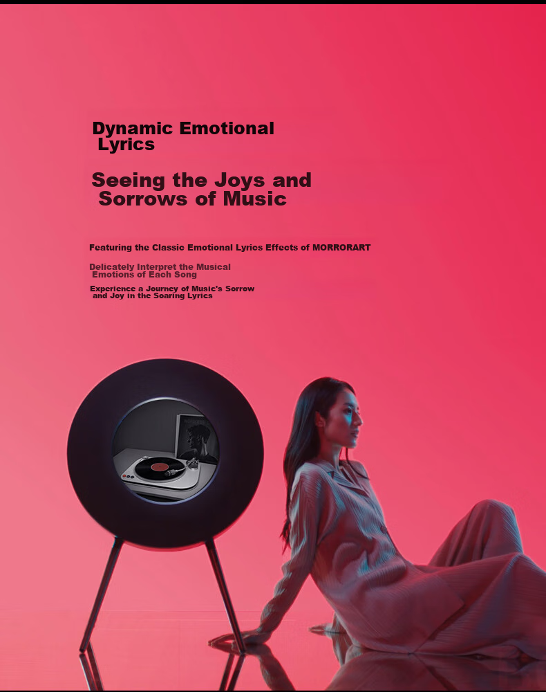 MORRORART R1 Wireless Bluetooth Vinyl Record Lyric Speaker Home Audio Black Vinyl Floating Subtitles Living Room Bedroom NetEase Cloud Music Collaboration Birthday Gift National Subsidy Deep Blue 6
