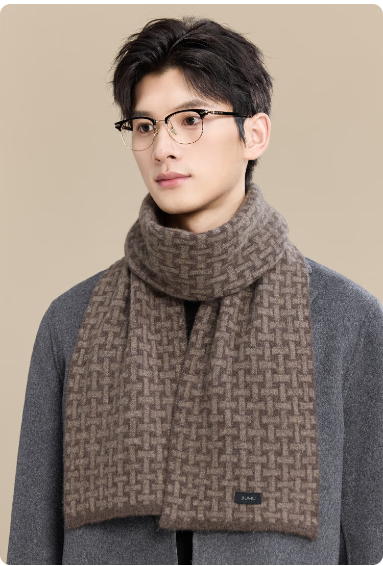 JIUMU 100% Cashmere Scarf for Men, Autumn And Winter Warm Neck Warmer, Gift for Men Or Fathers, National Day Birthday Present, Gift Box Packaging 15