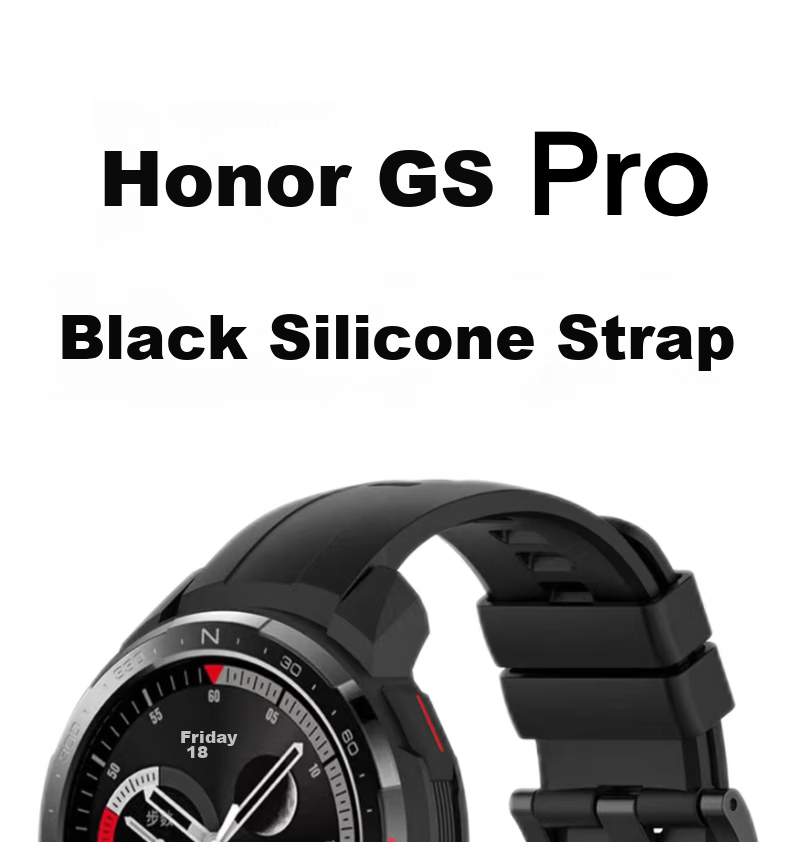 MAIKUQI Compatible with Honor GS Pro Smartwatch, Black Liquid Silicone Strap, 46mm Dial, Universal 22mm Band 1