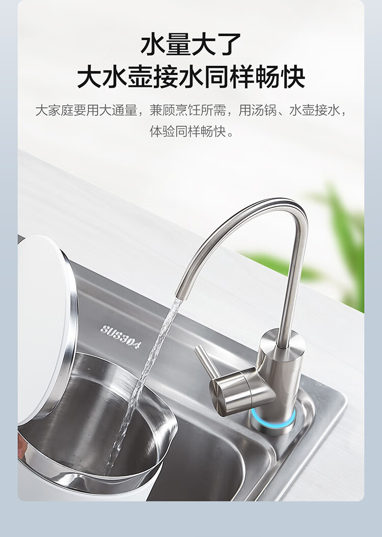 云米VIOMI600加仑智能净水器家用直饮RO反渗透无桶净水机小米白净水器S2600GMR632-D