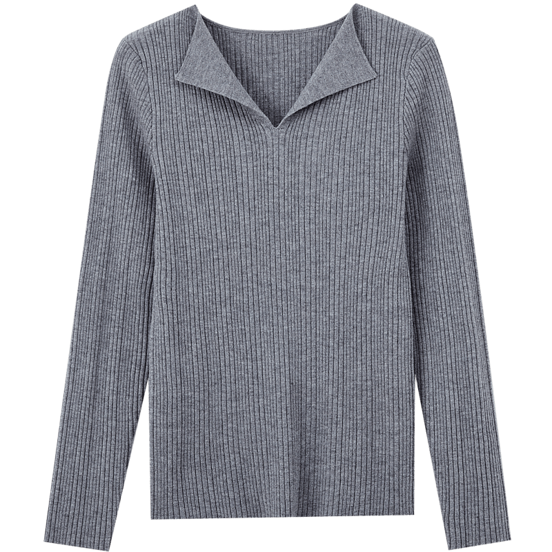 Dme [French Workplace OOTD] Summer Cloud-Feel Lightweight Lapel Sweater, Simple Style Long-Sleeve Knit Top for Wome
