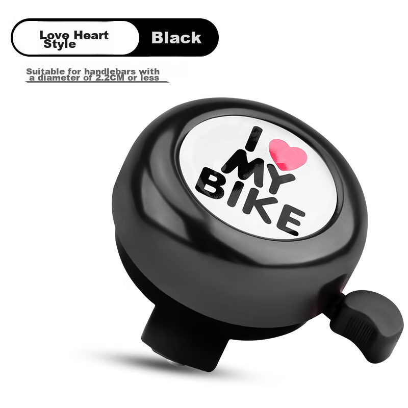BIKEBROS Children's Bicycle Bell, Mountain Bike Cartoon Bell, Kids' Bike Horn Accessories, Red Heart Black Bell