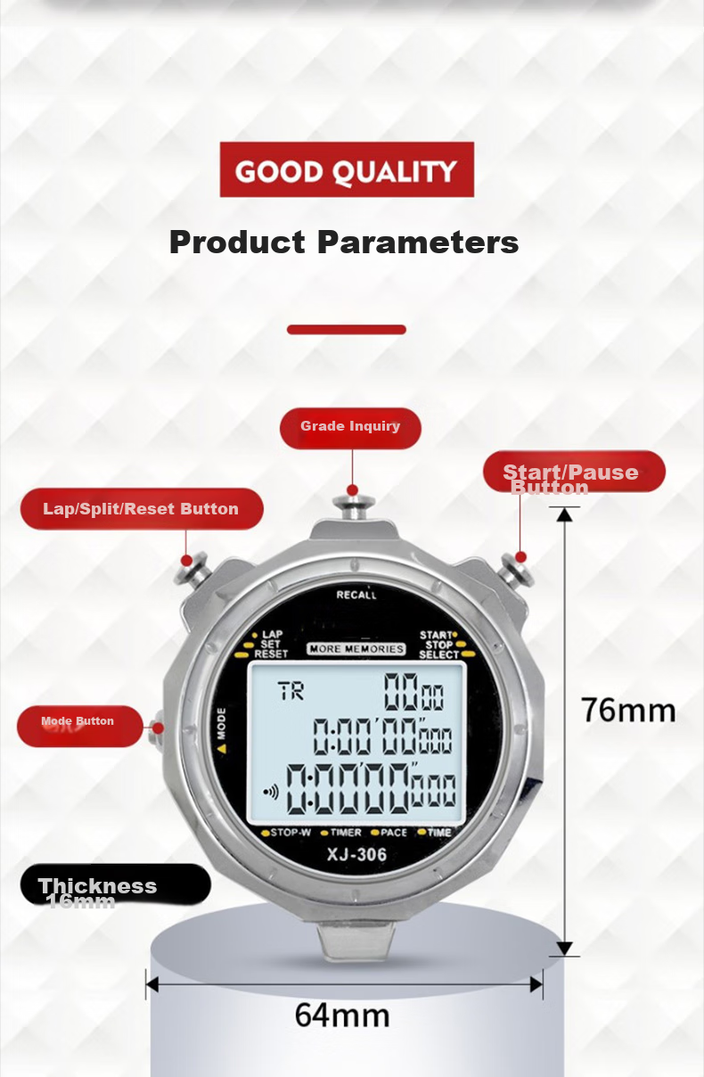 GEDUN Stopwatch, 3 Rows 100 Laps Dedicated Timer for Running, Sports, Fitness, Track And Field, Swimming, Multifunctional 12