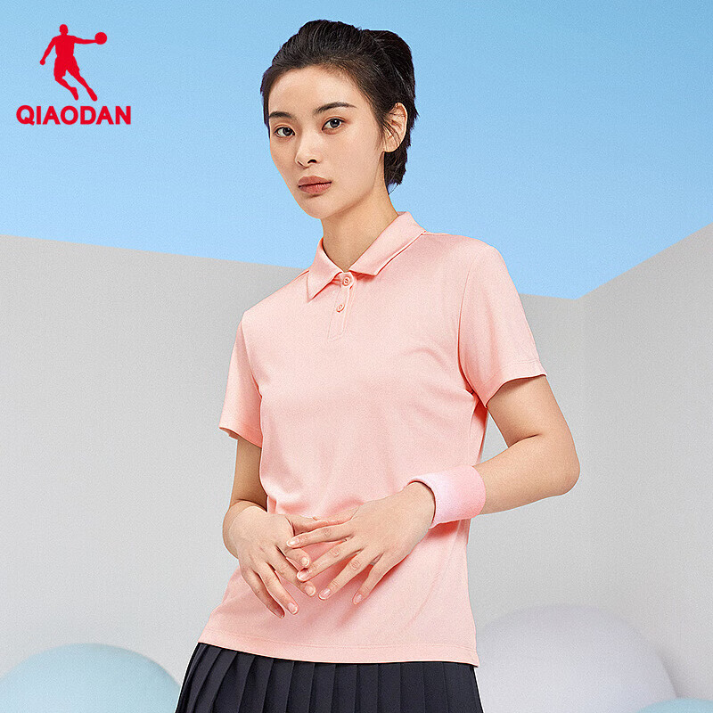 QIAODAN POLO Shirt for Women, Comfortable Business Casual Summer Quick-Dry Short-Sleeve Sports Top for Ladies