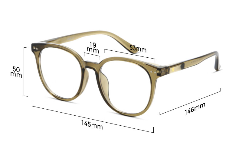 LOHO Ultra-Light Round Frame Glasses for Women, Suitable for Myopia, Cold Tea Color, Face-Slimming Effect, Bare Face Look, Blue Light Blocking, Frame with Prescription Zeiss Lenses 12
