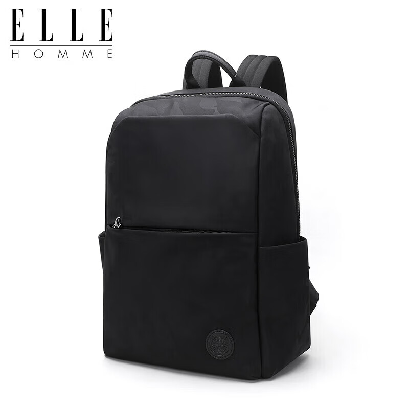 ELLE HOMME Men's Backpack, Large Capacity, Trendy Camouflage Fabric Backpack for Men, Fashionable Casual Laptop Bag, 00860 Black