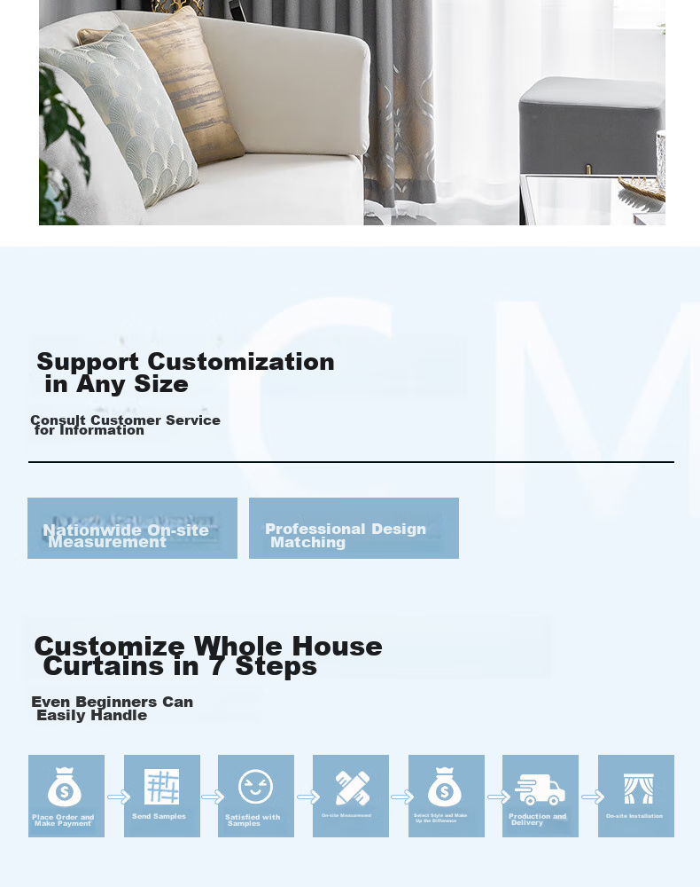 Ali Living Room Bedroom Blackout Curtains, Bamboo Cotton Jacquard Blue Hook Style, 2.0m Wide * 2.2m High Single Panel 16
