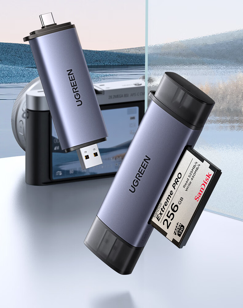 UGREEN USB High-Speed CFast Card Reader USB/Type-C Dual Interface OTG for PC and Mobile Professional DSLR Camera Memory Card Compatible 3