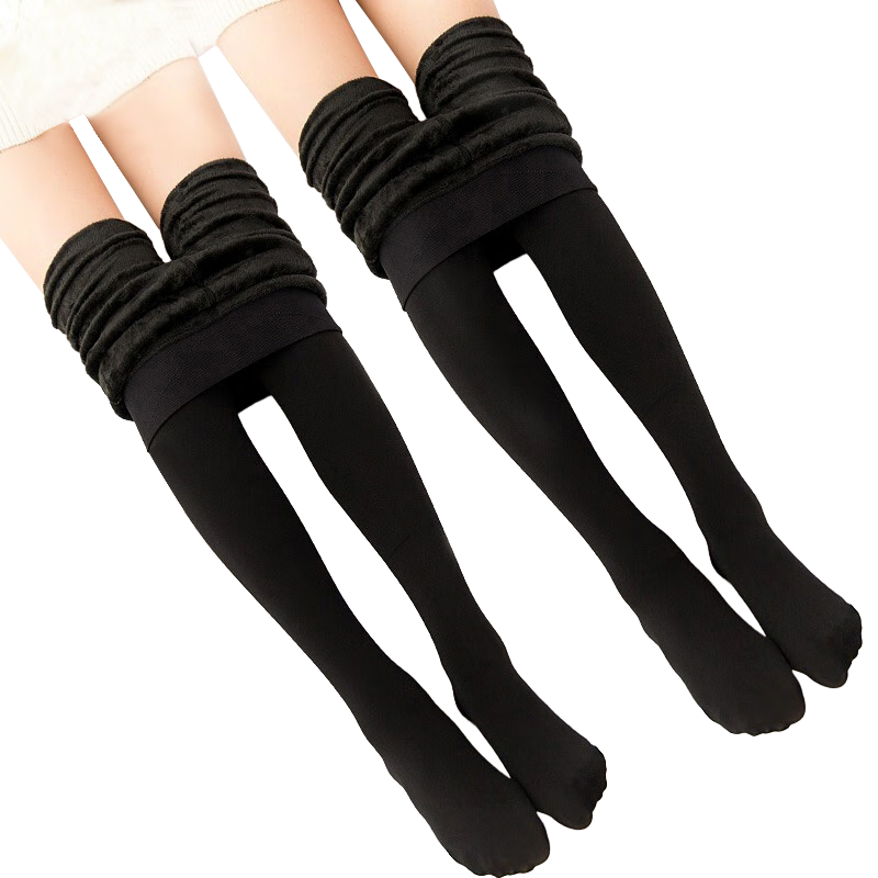 LangSha Spring And Summer Comfortable Leggings for Women, Fleece-Lined Thick Tights for Autumn And Winter, Nude Color One-Piece Pants, Bare Leg Look, Black with Foot Cover