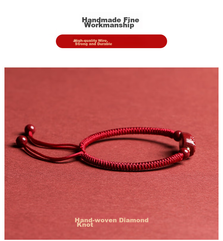 Shichuanbaishi Cinnabar Bracelet, 2026 Year of The Horse Zodiac Year, Red String Bracelet for Good Luck, Mingwang Zodiac Buddha Amulet, Available in Men's And Women's Styles 6