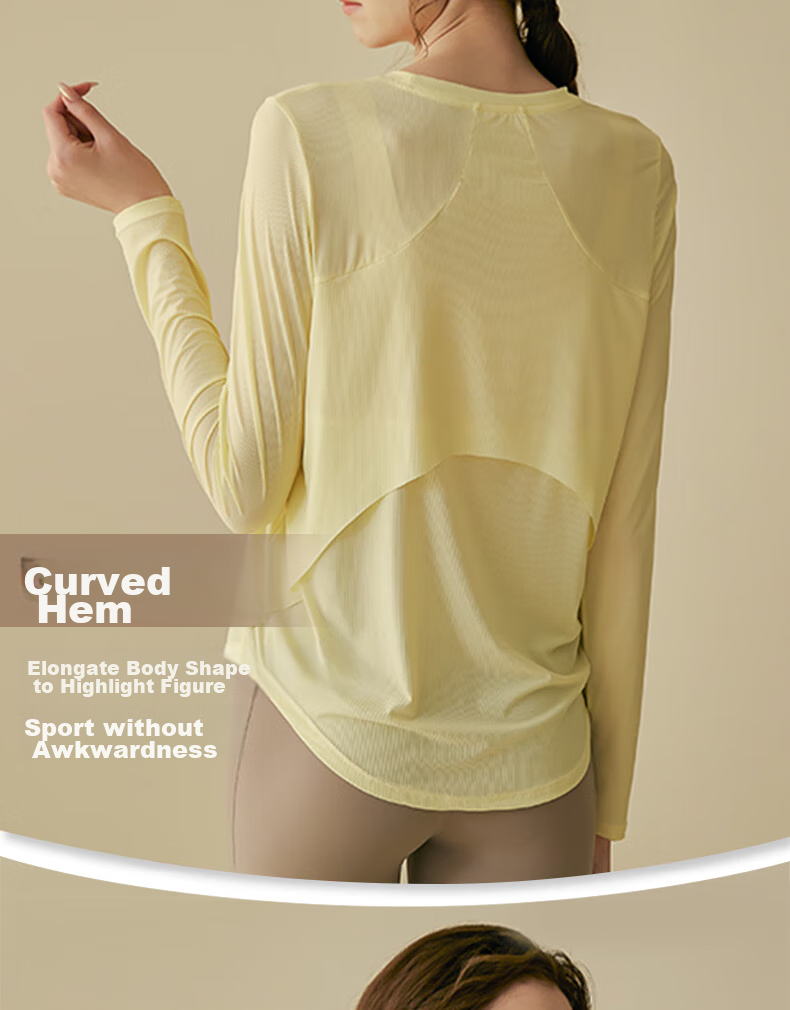 XUEXIMAN Yoga Wear for Women, Loose-Fitting Breathable Sports Top, Running Quick-Dry Training Long-Sleeve T-Shirt, Fitness Clothing, Autumn And Winter Outerwear 7