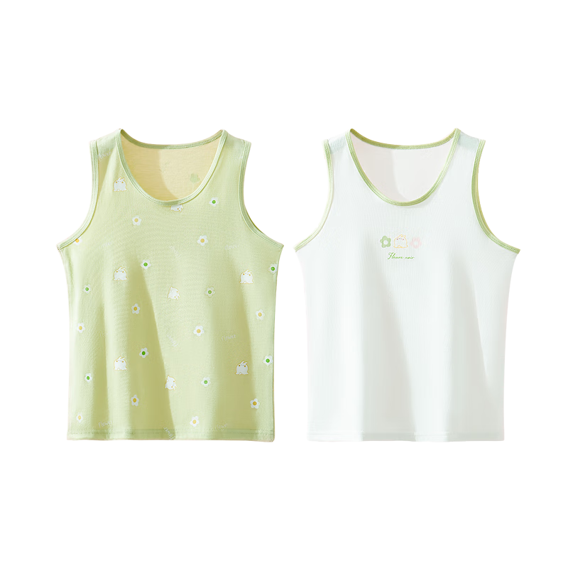 LangSha Children's Tank Top, Girls' Summer Thin Pure Cotton Underwear Vest, Teenage Girls' Undershirt, Baby Camisole Two-Piece Set, 120