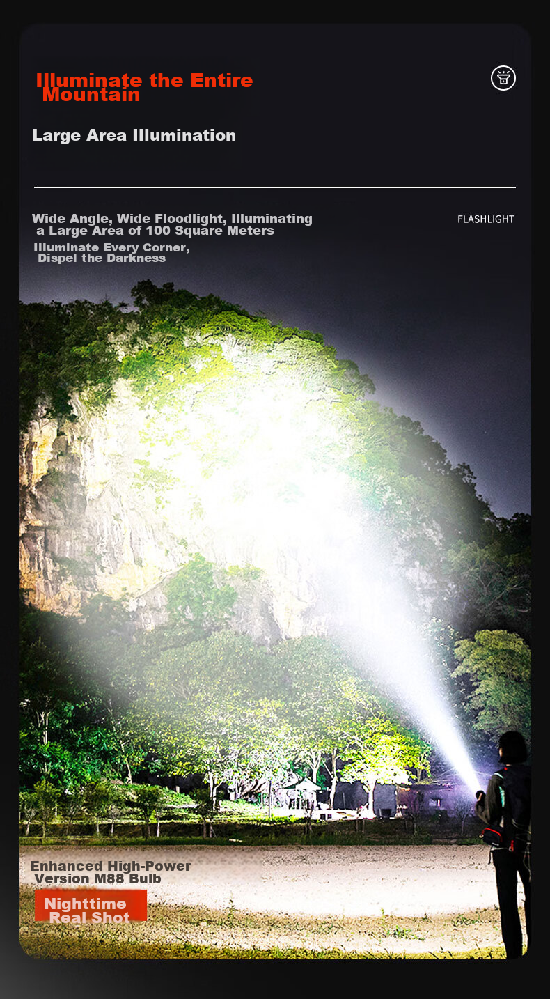 SkyFire Flashlight, High Brightness, Long Battery Life, Outdoor Survival, Ultra-Bright Laser, Outdoor And Home Use, Military-Grade, Compact Specialized Illumination Lamp 7