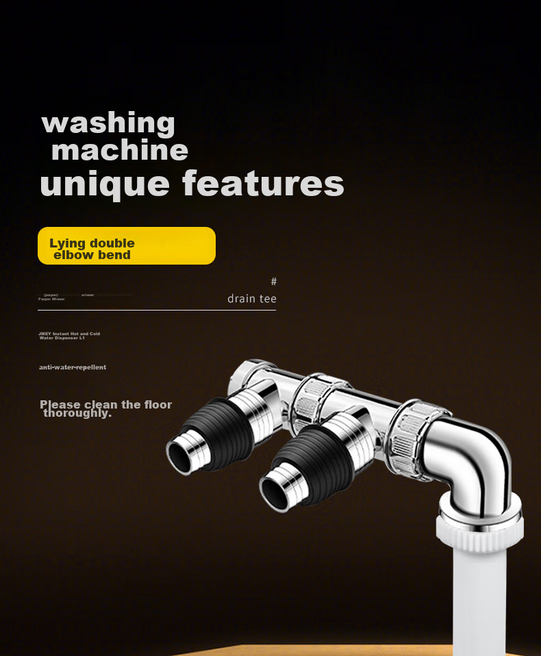 PURPAVWINNER Washing Machine Drain Three-Way Connector, Adjustable Drum And Impeller Washing Machine Drainage Pipe, Floor Drain Three-Way Connector, Double Row Water Splitter, One-To Odor Prevention And Overflow Preventio 1