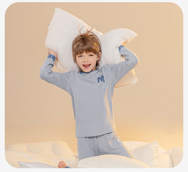 YING BO LUN Boys Thermal Warm Underwear Set Boys Pajamas Children's Autumn Clothes 81116 Medium Green 120 21