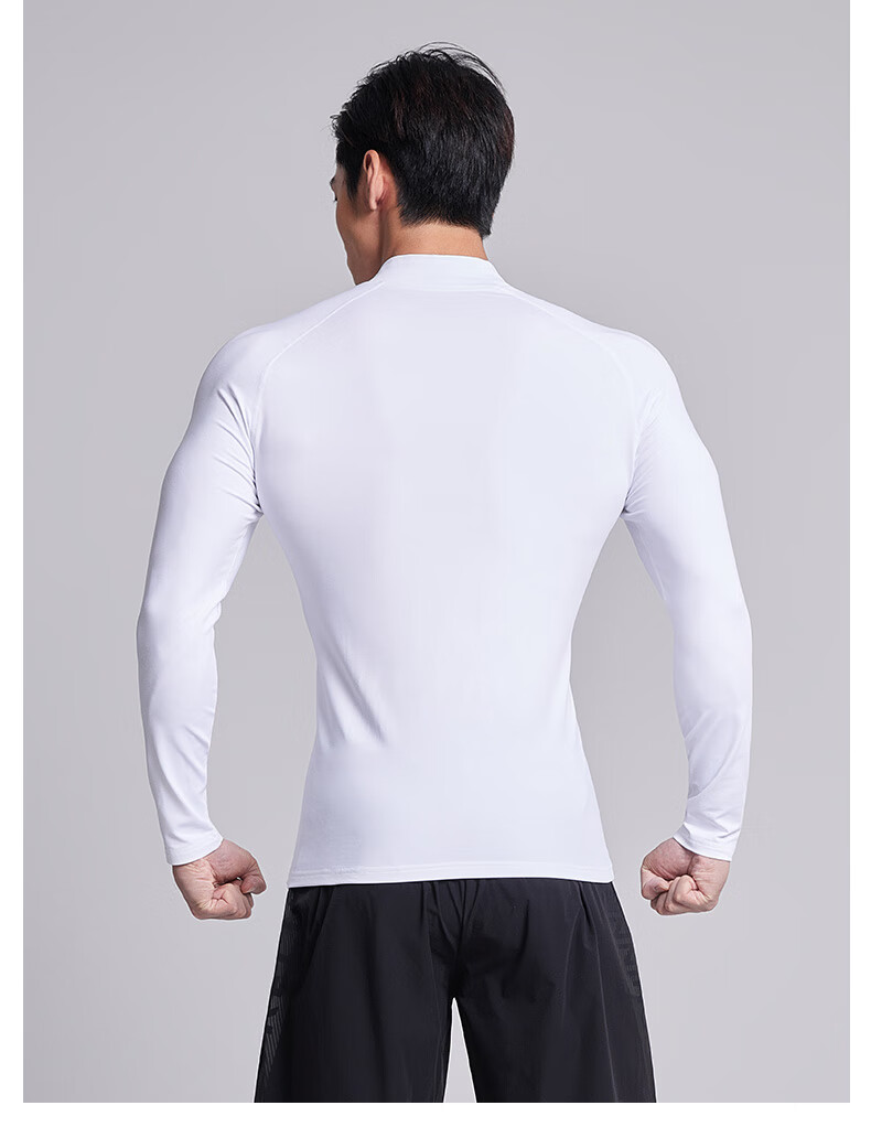 KELME Sports Elastic Compression Shirt for Men, Fleece-Lined, Thickened, Warm Fitness Wear, Football Base Layer, White, 2XL 14