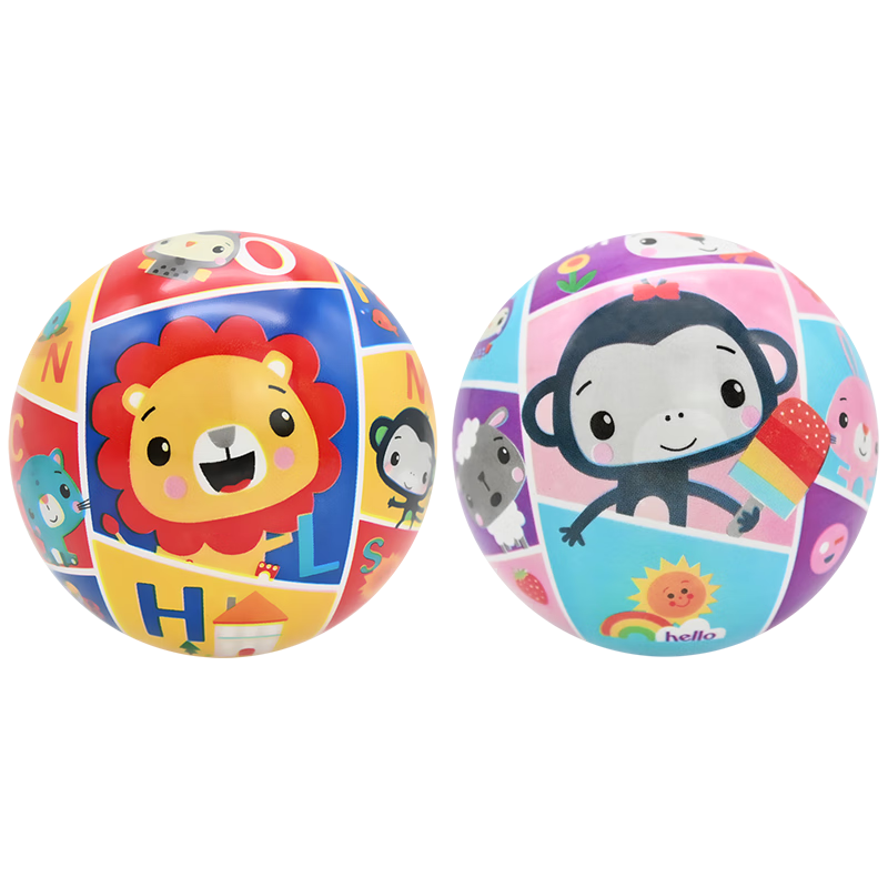 Fisher-Price Children's Toy Balls, Patting Balls with Colorful Printing, 10cm (Lion + Monkey), 2-Pack, Birthday Gift