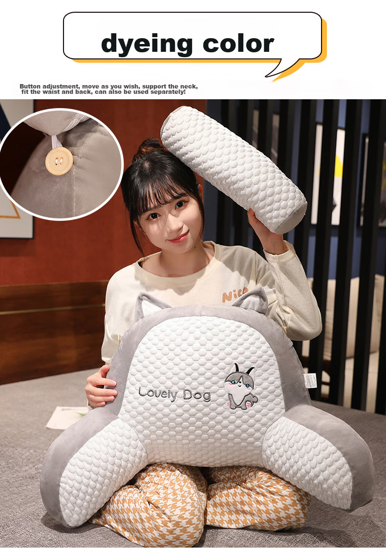 AVIVI Backrest Pillow, Bed Headboard Cushion, Soft Pack Bed Back Support, Office Lumbar Support, Sofa Throw Pillow, Waist Pad, 60*45 Cm, Bingdou Dog Patter 9