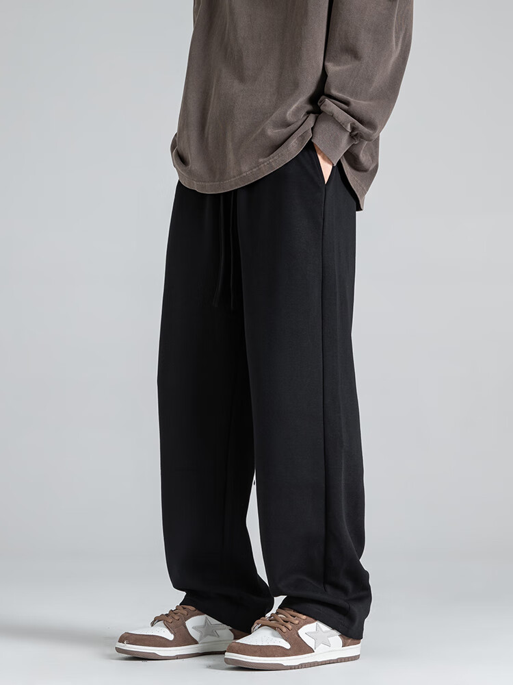 Homlean American Retro Casual Pants for Men, Summer Comfortable Versatile Loose Wide-Leg Trousers with Draping Effect, An04 White-Gray XL 9