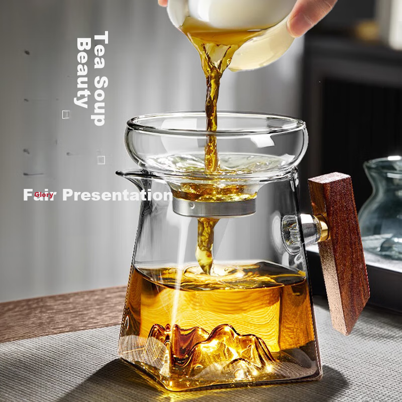 Baqianxing Fair Cup Three-Piece Set Glass Tea Strainer Integrated with Filter, Tea Separator, Tea Accessories, Heat-Resistant, Specially for Small Green Tangerine