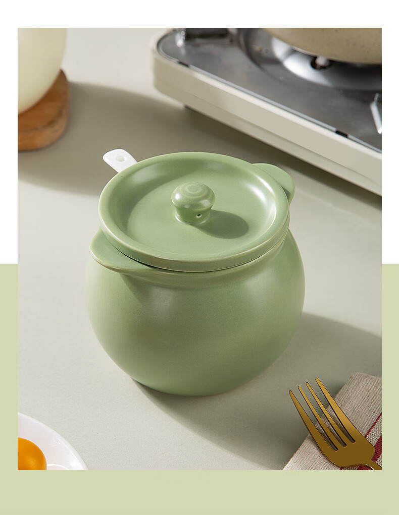 Newair Ceramic Lard Jar, Heat-Resistant Japanese Kitchen Salt Container, Chili Oil Bottle with Lid, Large Capacity 2