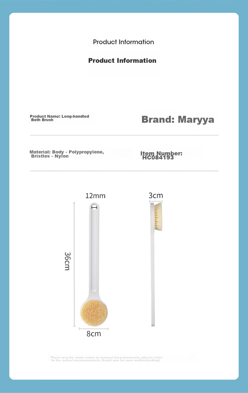 MARYYA Bath Brush, Shower Scrubber, Exfoliating Tool, Back Scrubber, Soft Bristles, Long Handle, for Men And Women, Self-Back Scrubbing without Assistance 3