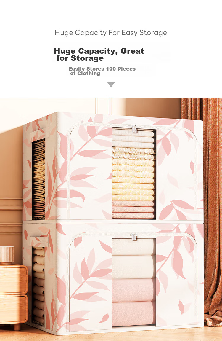 Xitianlong Fabric Storage Box, Clothes And Quilt Organizer, Foldable U-Shaped Window Linen Storage Box, 66L Qiuye, 1 Piece 3