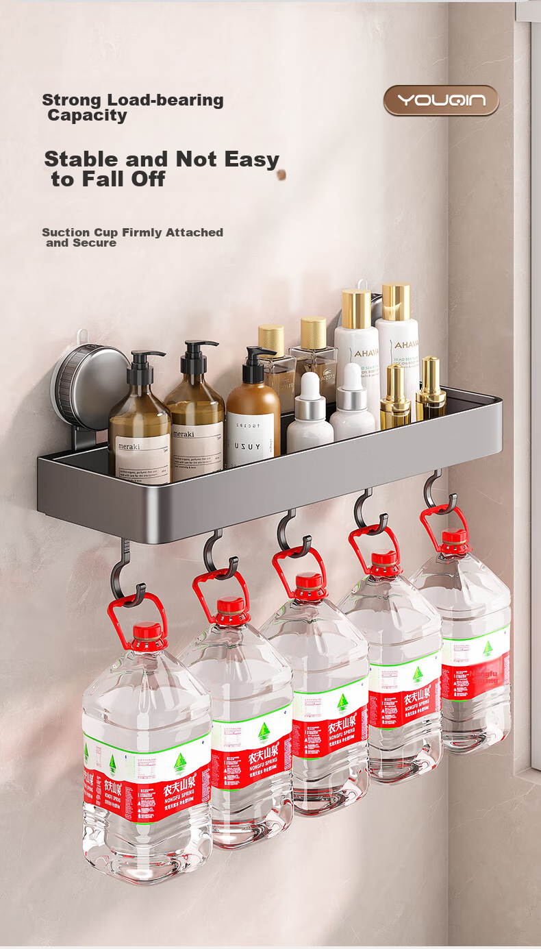 YOUQIN Suction Cup Bathroom Storage Rack, Wall-Mounted without Drilling, Washbasin Organizer Box for Toilet 9