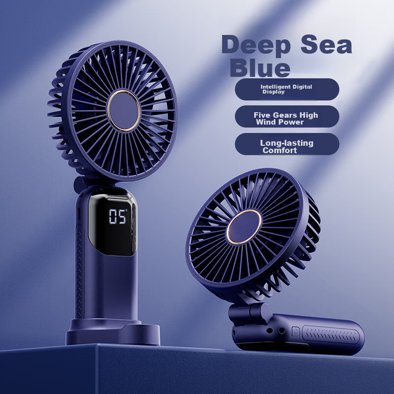 KPD KEEP PURSUING DREAMS Handheld Mini Fan, Multifunctional Smart Digital Display High-Power Fan, Portable Mini USB Rechargeable Fan for Office, Dormitory, Desktop And Outdoor Use F01i/N15 Blue