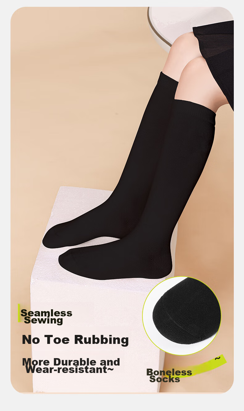 Zhiyouban Children's Mid-Calf Socks, Girls' High Socks for Spring, Autumn And Summer, Black Long Socks for Girls, White Versatile School Uniform Cotton Socks for Students 5