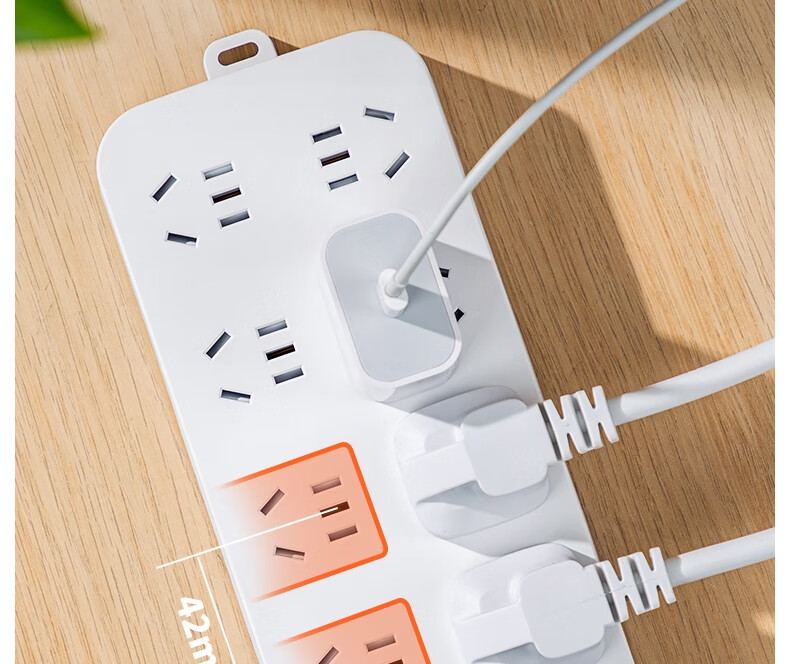 Deli Ya Bai Series National Standard Safe Power Strip/Extension Cord/Surge Protector with Individual Switches, Protective Cover, 6 Outlets, 1.8 Meters, 33943(1.8) 21