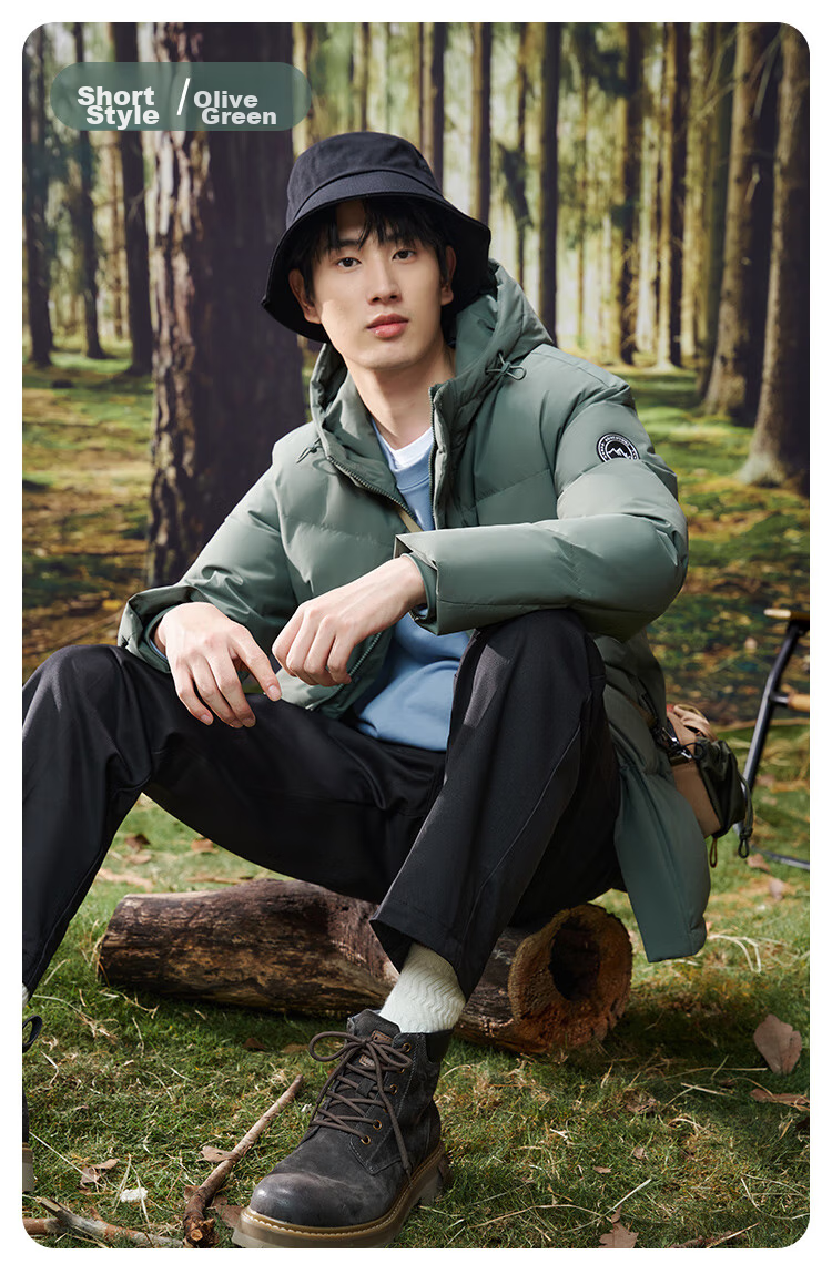 JD Original down Jacket for Men, Duck Down Thickened Cold-Resistant Workwear Puffer Coat Water-Repellent Winter Mid-Length Black Coat Size S 22