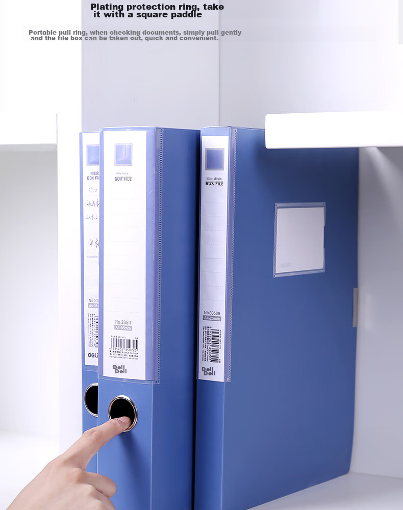 Deli 10 Pieces, 35mm A4 Velcro File Box, Plastic Document Box, File Storage Box, Office Supplies, 33510-10 Blue 12
