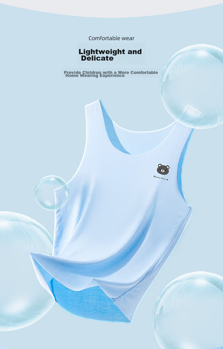 LangSha Children's Tank Top, Boys' Thin Modal Vest, Baby Undershirt T-Shirt, Kids' Underwear Base Layer, 2-Pack, Bear Pattern, Size 140 2