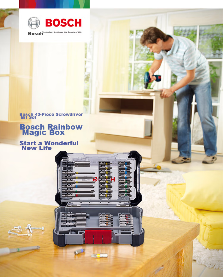 BOSCH Screwdriver Bit Set, Electrical Repair Toy Disassembly Kit, Rainbow Magic Box with 43 Pieces Including Handle And Extension Rod 2