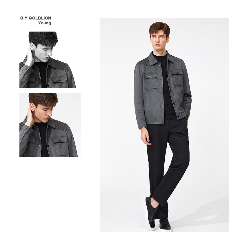 Goldlion GY Men's Jacket, Autumn Stand-Collar Casual Outerwear, Single Jacket JPF1369-LK104, Navy Blue, 3XL 13