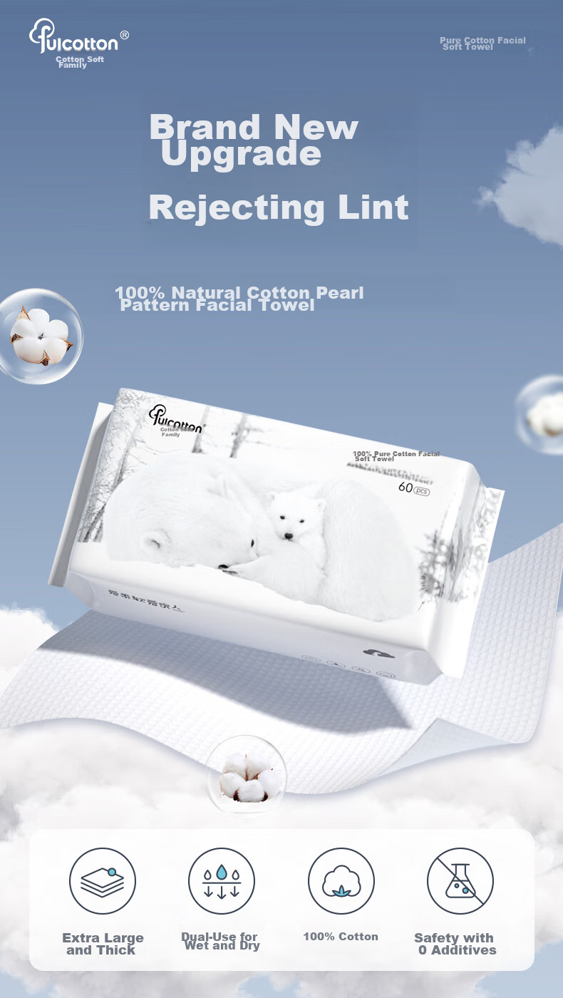FulCotton FulCotton Baby Pure Cotton Soft Wipes [60 Sheets * 10 Packs] Gentle Facial Cleansing Towels, Thickened Pearl Texture 1