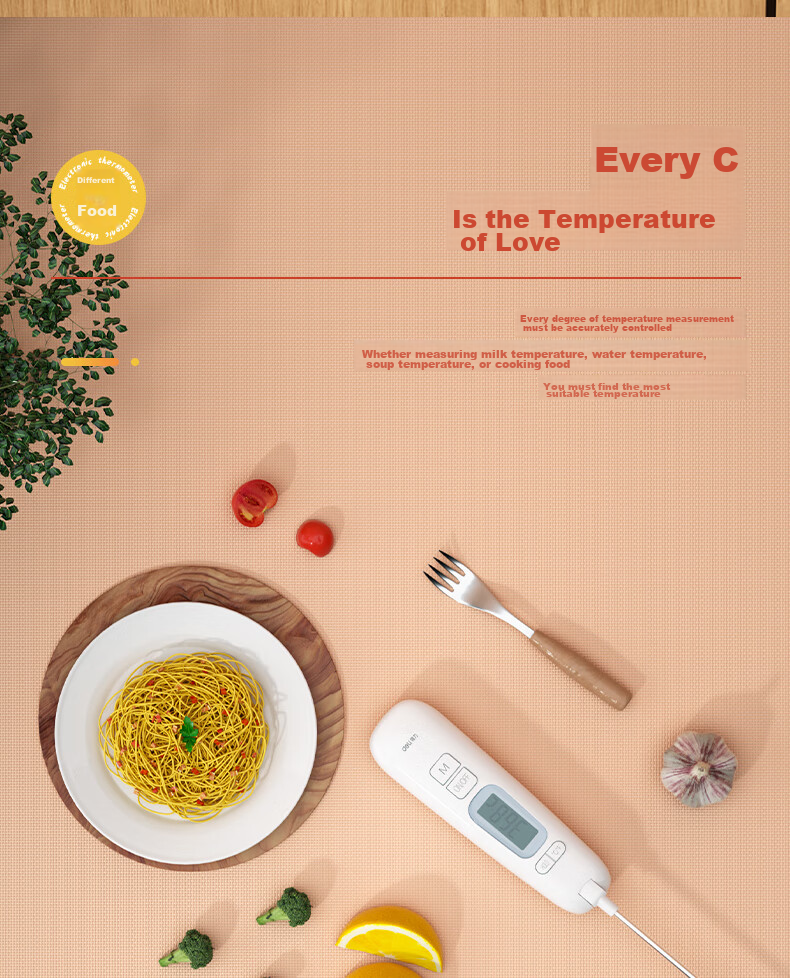 Deli Mechanical Oil And Water Temperature Gauge, Deep-Frying Food Oil Thermometer, Built-In Removable Scalding Clamp, Probe 30cm LE551 6