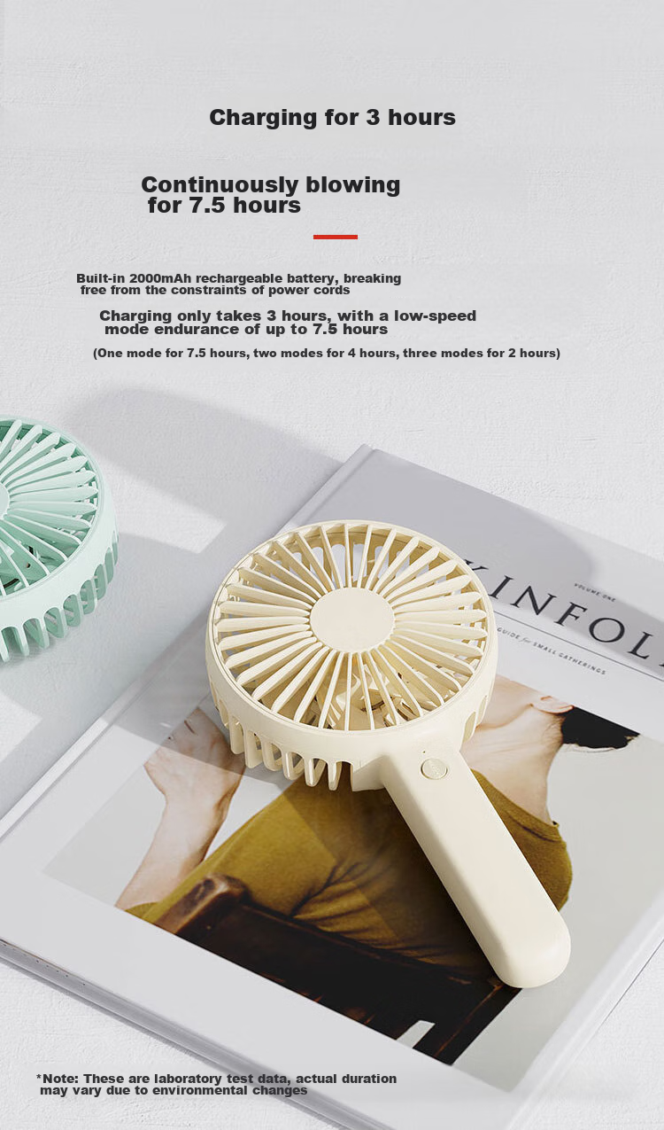 JD Original Handheld Desktop Dual-Use Portable Mini Fan, USB Rechargeable Quiet High-Power Electric Fan, Compact Personal Outdoor Camping Mini Desktop Fan, Mint Gree 10