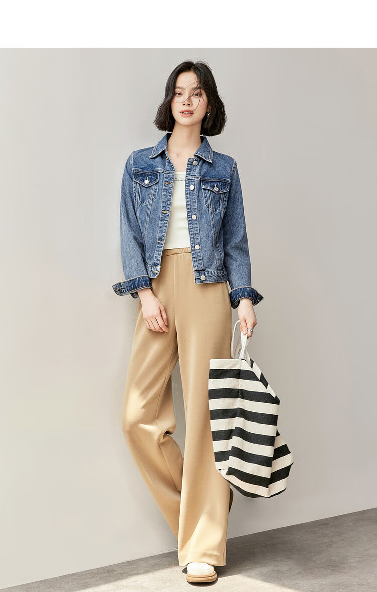 Sentubila Spring Summer Casual Vintage Style Pure Cotton Denim Jacket for Women Petite Commuter Top Shandai Blue S 2