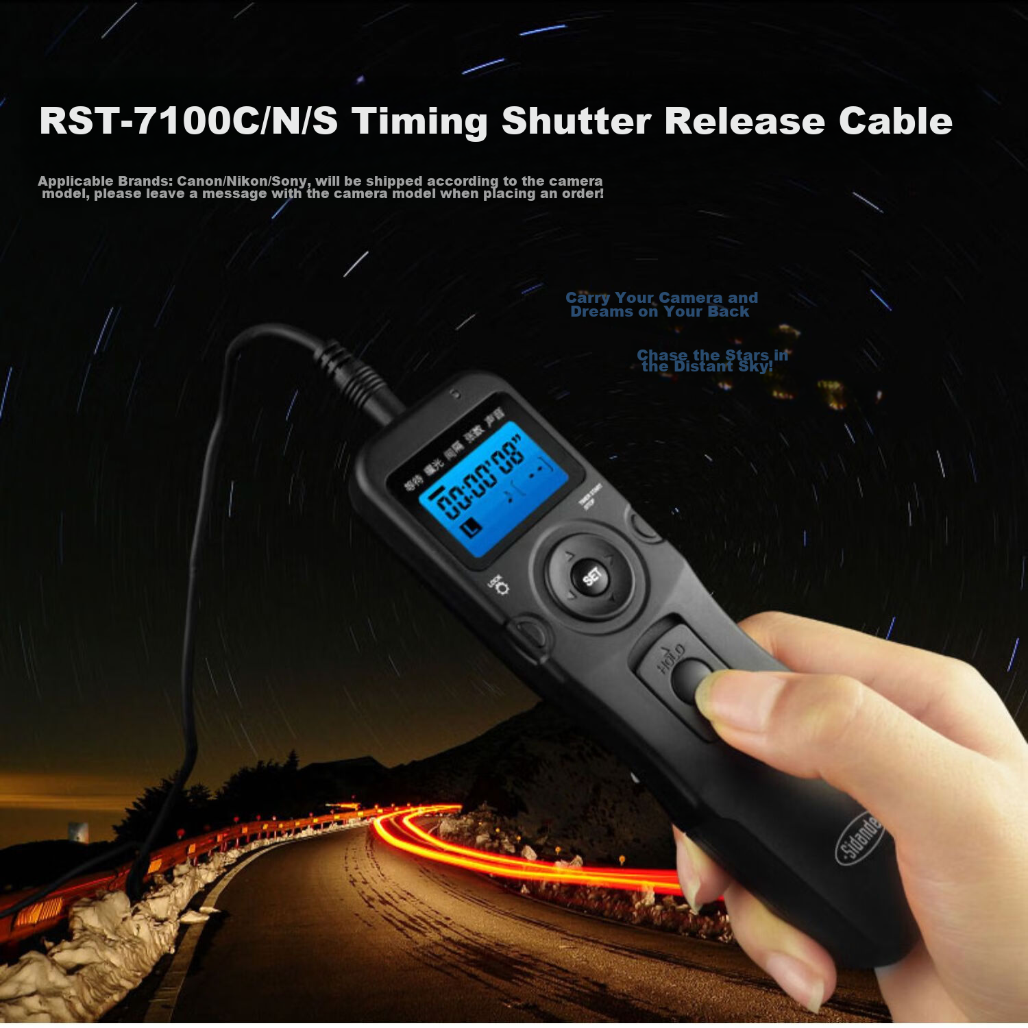 Sidande 7100N1 Timer Cable, DSLR Camera Remote Control, Delay Photography Anti-Shake, Suitable for Nikon D850, D810, D800, D700, D500, D300, D3 3