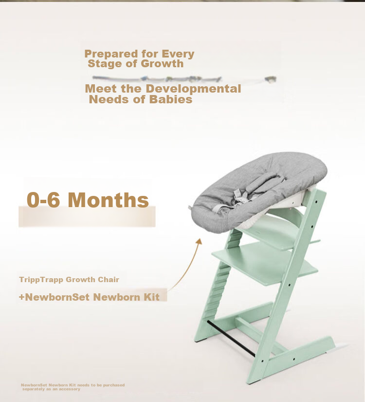 Stokke Growth Chair, Multifunctional Baby High Chair Learning Seat, TT Five-Piece Set with Free Cushion - Glacier Gree 25